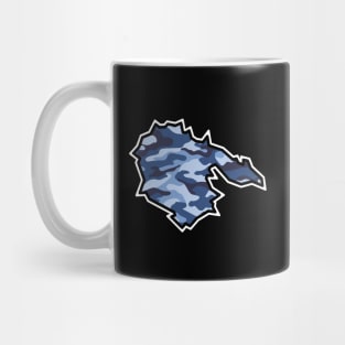 Hornby Island SIlhouette in Blue Camouflage - Army Camo Pattern - Hornby Island Mug